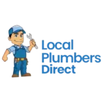 Local Plumbers Direct logo featuring cartoon plumber holding a wrench